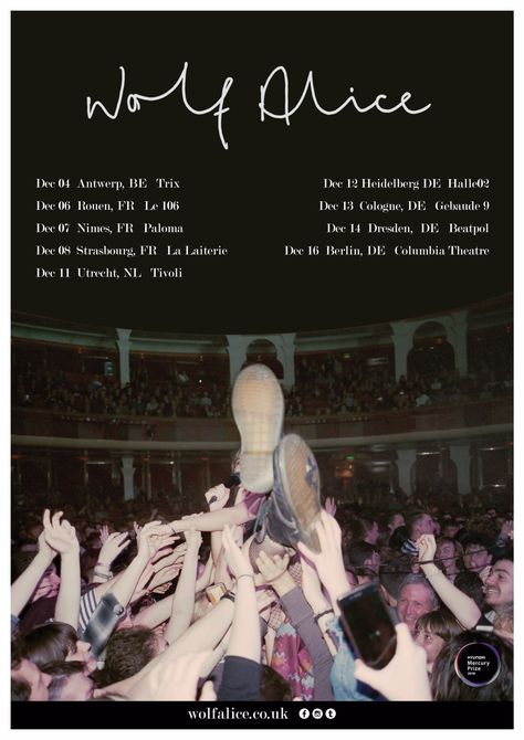 2018-12 Wolf Alice, Columbia Theatre, Berlin Berlin, Heidelberg, Gig Poster, Wolf Alice Aesthetic, Wolf Alice Poster, Rockstar Girlfriend, Wolf Alice, Uni Room, Print Outs