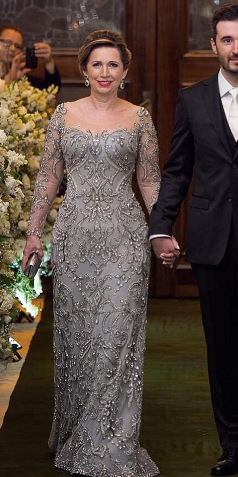 15 Excellent Mother Of The Groom Dresses ❤  mother of the groom dresses maxi length with illusion long sleeves lace paulodolce ❤ #weddingdresses Brides Mom Dress, Mother Of Groom Outfits, Gowns Aesthetic, Mother Of The Groom Gowns, Mothers Gowns, Mom Wedding Dress, Mother Of The Groom Dresses, Brides Mom, Mother Of The Bride Dresses Long