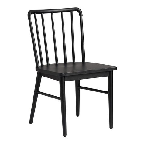 Emeline Black Wood Farmhouse Dining Chair Set of 2 by World Market Wood Table Black Chairs, Modern Black Dining Chairs, Light Wood Chairs, Black Metal Dining Chairs, Dining Area Decor, Black Kitchen Table, Banquette Dining, Dining Table Light, Italian Cafe