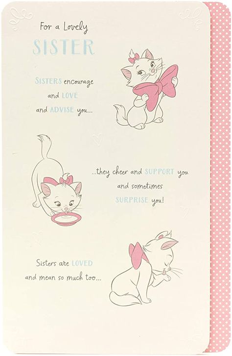 Disney Birthday Card, Disney Aristocats, Snail Mail Inspiration, Aristocats Marie, Birthday Card For Her, Sister Birthday Card, Marie Aristocats, Life Is A Gift, Disney Sketches