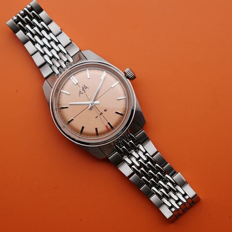 Mechanical Hand, Watch Vintage, Watch For Men, Salmon Color, Dress Watch, Vintage Casual, Just Cavalli, Mechanical Watch, Chinese Style