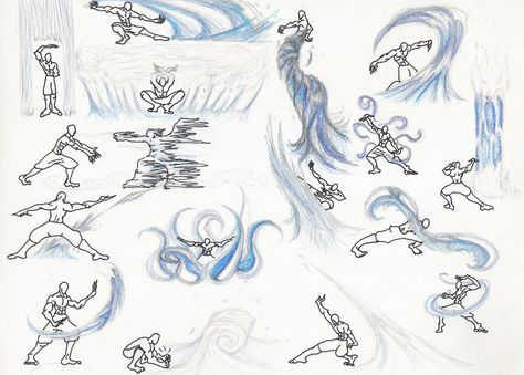 How to Do Waterbending | This is not my work. I do not take credit for this piece of art. Avatarul Aang, Super Powers Art, Magic Design, Avatar The Last Airbender Art, Arte Fantasy, Art Poses, Aang, Drawing Base, Drawing Poses