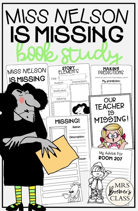 Miss Nelson Is Missing, Second Grade Books, Book Study Activities, 1st Grade Books, 2nd Grade Books, First Grade Books, Novel Study Activities, Guided Reading Books, Elementary Books