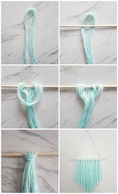 DIY Wall Hanging | Make this amazing yarn wall hanging with this easy to follow tutorial in 15 minutes or less! Click through for the steps and 3 simple materials you need to make it! #artsandcrafts, #kids room decor Easy Diy Wall Hanging, Diy Room Decor For Girls, Diy Wall Hanging Yarn, Dekorasi Bohemia, Teenage Room Decor, Kraf Kertas, Diy Wall Hanging, Diy Dekor, Diy Photo Frames