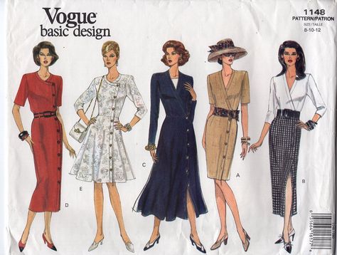 Free Us Ship Sewing Pattern Vogue 1148 Vintage Retro 1990s 90's 1993 Basic Design Flared Slim Dress Size 8 10 12 Bust 31 32 34 Uncut by LanetzLiving on Etsy Couture, Vogue Editorial, Skirt Variations, Womens Dress Tops, Padded Dress, Skirt Asymmetrical, Retro Sewing Patterns, Vogue Sewing, Clothing Designs