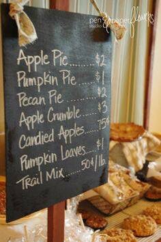 Idea  - sell fall theme baked goods in all alternative flours/ingredients Pie, Special Occasion, Pumpkin Loaf, Pie Shop, Apple Crumble, Pecan Pie, Pumpkin Pie, Baked Goods, Chalkboard Quote Art