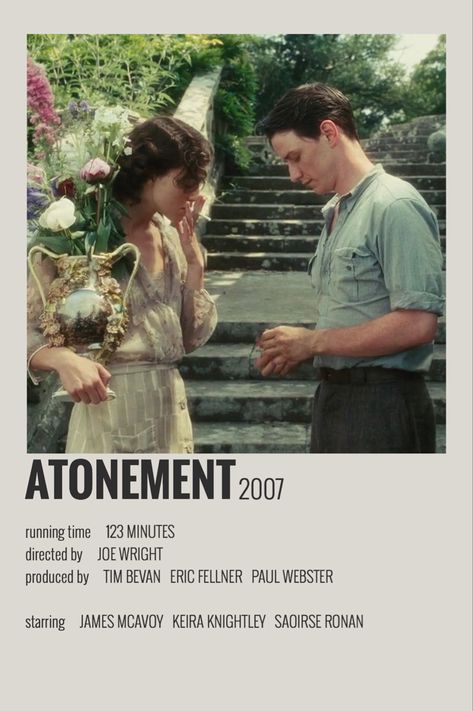 Atonement Movie, Indie Movie Posters, Film Polaroid, Film Recommendations, Girly Movies, Movie To Watch List, Iconic Movie Posters, Film Posters Minimalist, Bon Film