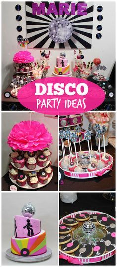 A throw back to the 70's with this disco birthday party from @violetaglace with vinyl record cookies and a disco ball topped cake!  See more party planning ideas at CatchMyParty.com! 70's Disco Birthday Cake, Disco Party Theme Cake, 70 Theme Cake 70s Party, Disco Party Cake Table, Disco Party Food Ideas Dessert Tables, 70s Disco Party Food Ideas, 80s Disco Birthday Party Theme, 60th Birthday Disco Theme, 70s Party Theme Food