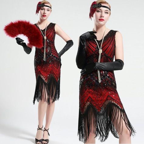 Gatsby Theme Dress, Freddie Krueger, Red Flapper Dress, Flapper Dress Gatsby, Vintage Cocktail Party, Mink Dress, Black Flapper Dress, Vintage Flapper Dress, Gatsby Party Dress