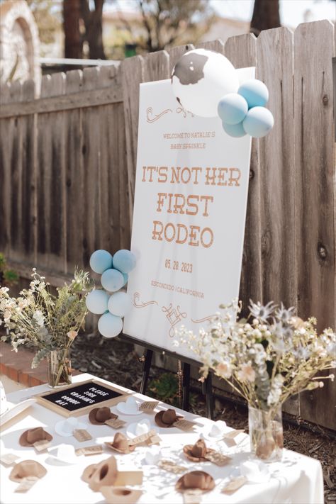 Sprinkle Signs Shower Ideas, Last Rodeo Baby Shower Ideas, A Little Cowboy Is On His Way Decor, Second Boy Baby Shower Ideas, Neutral Cowboy Party, Not Her First Rodeo, First Rodeo Baby Shower Ideas, Rodeo Themed Baby Shower Ideas, Cowprint Baby Shower Decorations