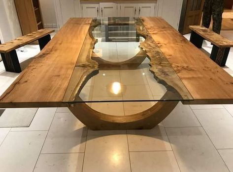 Unique Patio Furniture, Unique Dining Room Table, Koti Diy, Wooden Dining Table Designs, Unique Dining Room, Wood Resin Table, Wood Table Design, Resin Furniture, Hus Inspiration