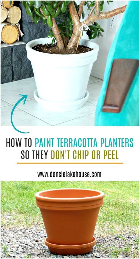 Learn How to Paint Terracotta Planters so They Don't Chip or Peel. Paint Terracotta Planters a Glossy White for a Modern Look, or Paint to Match Your Decor - Such an Easy DIY Project for Spring or Summer. #spraypainting #planterdiy #diy #diyplanter #upcycling Upcycling, Paint Terracotta, Diy Terra Cotta Pots, Large Terracotta Pots, Clay Pot Projects, Planter Project, Terra Cotta Pot Crafts, Painted Pots Diy, Painted Plant Pots