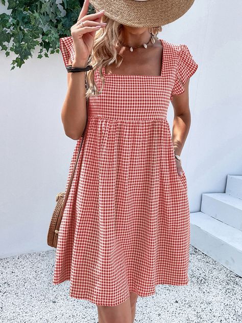 Washi Dress, Black Check Dress, Gingham Outfit, Dress Patterns Diy, Xxxl Dress, Elegant Mini Dress, Dress Women Elegant, Trendy Fashion Tops, Women's Robe