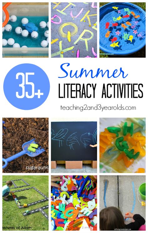 Over 35 fun preschool literacy activities for summer - Teaching 2 and 3 Year Olds Summer Language Activities Preschool, Preschool Literacy Ideas, Preschool Literacy Activities, Summer Literacy Activities, Literacy Activities For Preschoolers, Summer Activities For Preschoolers, Activities For Summer, Summer Preschool Activities, Literacy Activities Preschool