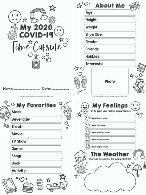 Time Capsule For Kids, Time Capsule Kids, Preschool Graduation, School Worksheets, Kids Journal, Free Printable Worksheets, Preschool Worksheets, Time Capsule, Printable Activities