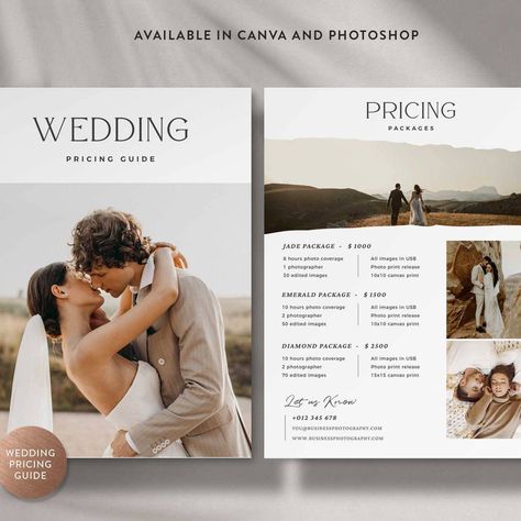 Photography Flyers, Wedding Photography Templates, Photography Pricing Packages, Wedding Photography Pricing Guide, Photographers Price List, Photographer Pricing Guide, Wedding Poster Design, Wedding Pricing, Wedding Photography Marketing