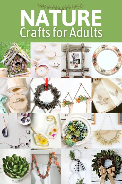 Combine your creativity and the calming feel of the great outdoors with these nature crafts for adults. You’ll transform found organic elements into beautiful creations for your home! Easy Outdoor Crafts For Adults, Eco Friendly Crafts For Adults, Camping Nature Crafts, Weaving Crafts For Adults, Diy With Nature Materials, Easy Garden Crafts For Adults, Nature Crafts Adults, Crafts With Natural Materials, Spring Nature Crafts For Kids