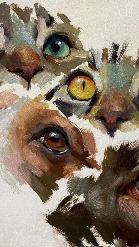 Cat Eyes Painting, Cool Animal Paintings, Acrylic Paint Animals, Animal Eye Painting, Animals Oil Painting, Acrylic Animal Painting Ideas, Acrylic Painting Process, Painting Ideas Eyes, Animal Eye Art