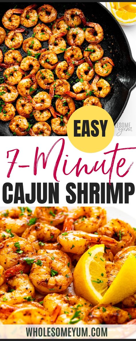 Cajun ShrimpCoconut Shrimp Lemon Garlic Shrimp Greek Shrimp Bacon Wrapped Shrimp  - Love seafood and Cajun cuisine? Get ready to jazz up your dinner routine with my latest creation: a mouthwatering Cajun shrimp recipe that’s bursting with flavor and oh-so-easy. I make this when I want to give my sauteed shrimp a nice kick… a.k.a. when my kids aren’t home. 😉 Mission accomplished. And if you have my Cajun spice blend (or a store-bought version) on hand, you literally need just 4 ingredients to ma Essen, Sauteed Shrimp Easy, Greek Shrimp Recipes, Bam Bam Shrimp Recipe, Sauteed Shrimp Recipes Easy, Easy Shrimp Recipes Healthy, Shrimp Seasoning Recipes, Easy Shrimp Recipes Quick, Shrimp Lemon Garlic