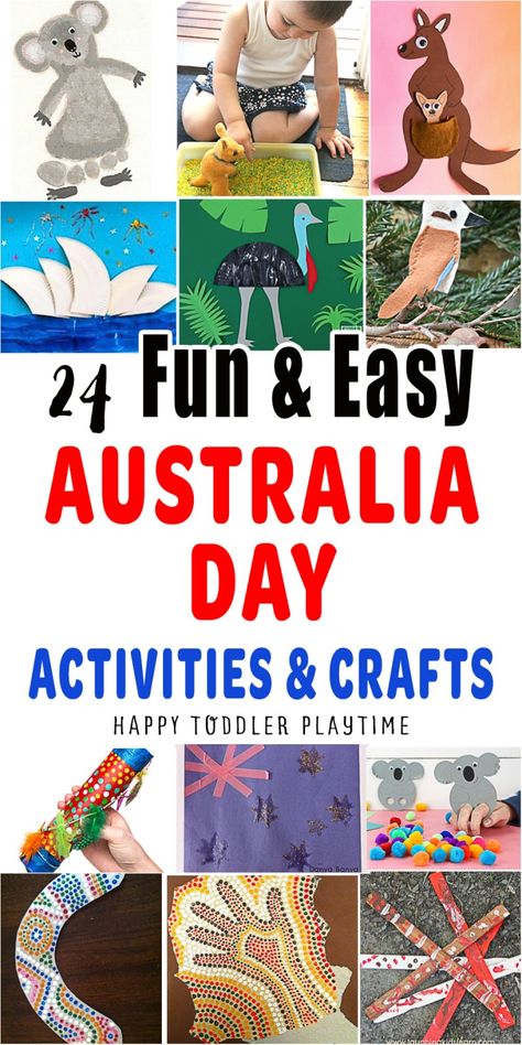 24 Amazing Australia Day Crafts for Kids - HAPPY TODDLER PLAYTIME Australia Crafts Preschool, Australia Vbs Decorations, Australia Kids Crafts, Australia Crafts For Kids, Australia For Kids, Koala Craft, Australia Crafts, Craft Preschool, Happy Australia Day