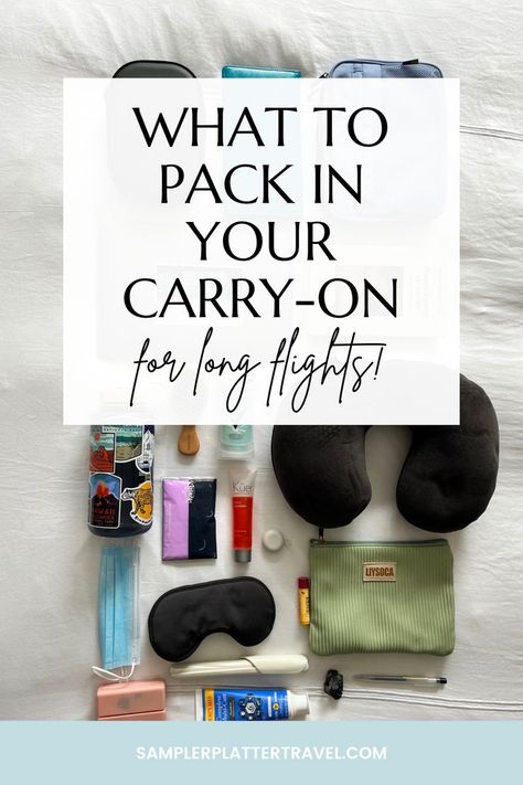 Long Flight Essentials | Packing for a Long Flight | Long-Haul Flight Tips | Travel Essentials | Carry-On #Packing #PackingTips #LongFlight #TravelEssentials Carry On Long Flight, Personal Bag Airplane List, What To Pack Airplane Bag, Long Haul Carry On Essentials, Plane Kit Travel, Packing Hacks International Travel, What To Bring On International Flight, Long Flight Checklist, Airline Packing Tips