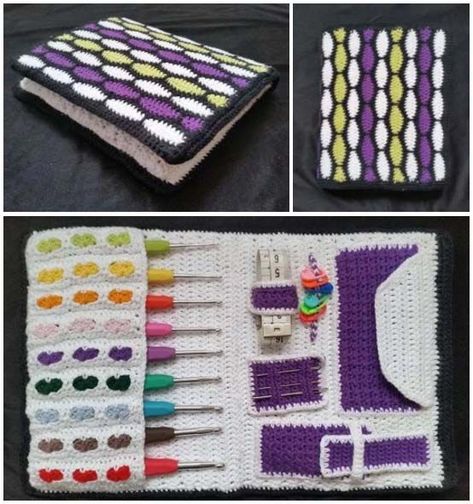 crochet cases organizers 6 Diy Crochet Hook Holder, Crochet Car Organizer, Hook Case Crochet Pattern, Diy Crochet Hook Case, Crochet Hook Case Free Pattern, Crochet Hook Case Pattern, Crochet Holder, Diy Crochet Hook, Storage Crochet