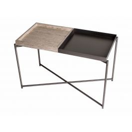 Rectangle tray top side table WEATHERED OAK & GUNMETAL TRAYS with GUN METAL FRAME Botanical Lounge, Table Base Metal, Rectangular Side Table, Beauty Table, Brass Side Table, Brass Tray, White Side Tables, Black Side Table, Metal Tray