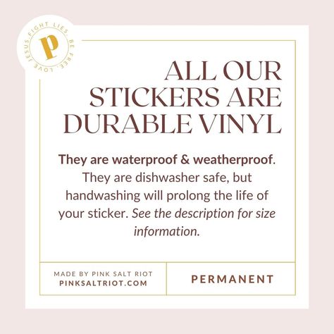 This sticker is based on 2 Corinthians 10:5 which reminds us to "Take every thought captive in obedience to Christ." hyper durable waterproof weatherproof vinyl perfect for a water bottle, computer, tablet, or car sticker is 2.5" square Pink Salt, Car Sticker, Love Is Free, Vinyl Stickers, Hand Washing, Computer Tablet, Dishwasher Safe, Vinyl Sticker, Water Bottle