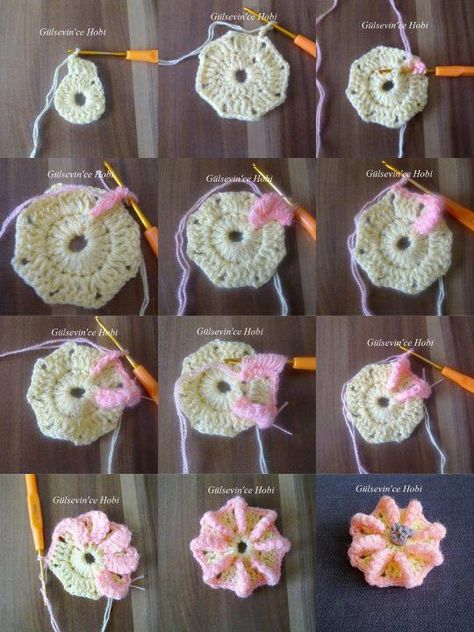 Art Au Crochet, Russian Crochet, Confection Au Crochet, Crochet Simple, Form Crochet, Crochet Flower Tutorial, Crochet Motifs, Crochet Diy, Freeform Crochet