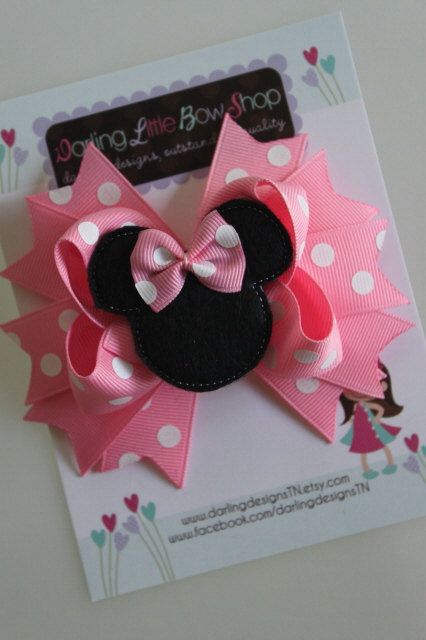 Minnie Mouse Bow - Light Pink Minnie Mouse Bow - Darling Little Bow Shop. $9.95, via Etsy. Minnie Mouse Hair, Minnie Mouse Hair Bows, Mouse Hair, Pink Minnie Mouse, Bow Light, Hair Bow Tutorial, Minnie Mouse Bow, Diy Bows, Pink Minnie