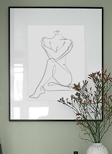 Female Line Art Illustrations, Women Figure Painting, Bathroom Picture Ideas Wall Art, Lady Line Drawing, Line Art Bathroom, Abstract Art Woman, Nude Line Art, Women Line Art, Line Art Wall Decor