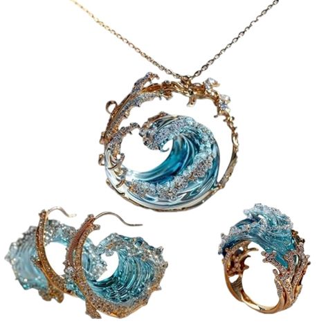 PRICES MAY VARY. 🌊【OCEAN-INSPIRED JEWELRY SET】 - Embrace the beauty of the ocean with our Ocean's Oath Jewelry Set, featuring design motifs inspired by rolling ocean waves and serene seascapes. Perfect for everyday wear as well as special ocean-themed occasions. 🌊【EXQUISITE CRAFTSMANSHIP】 - Our jewelry's sturdy construction and intricate details are made to withstand daily wear and tear without breaking or falling off easily. Its adjustable design ensures it fits everyone, while exuding a sens Boho Blue, Wave Necklace, Nature Life, Earrings Ring, Ocean Wave, Necklace Earrings, Blue Ocean, Jewelry Set, Blue