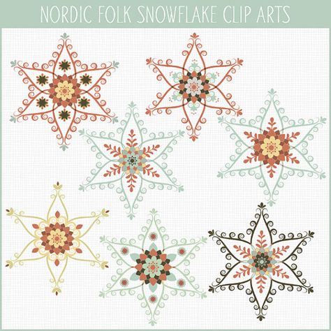 Nordic snowflakes clipart, Christmas clipart, Winter clipart, folk clipart for commercial use, royalty free clipart, P196 Mandalas, Nordic Folk Art Christmas, Mandela Paintings, Scandinavian Crafts, Drawn Snowflakes, Snowflakes Clipart, Nordic Snowflake, Snowflake Clipart, Norwegian Christmas