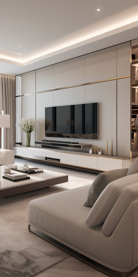 Console Ideas, Luxury Living Room Inspiration, Ruang Tv, Modern Tv Unit Designs, Modern Tv Room, Modern Appartement, Modern Apartment Living Room, تصميم داخلي فاخر, Tv Unit Interior Design