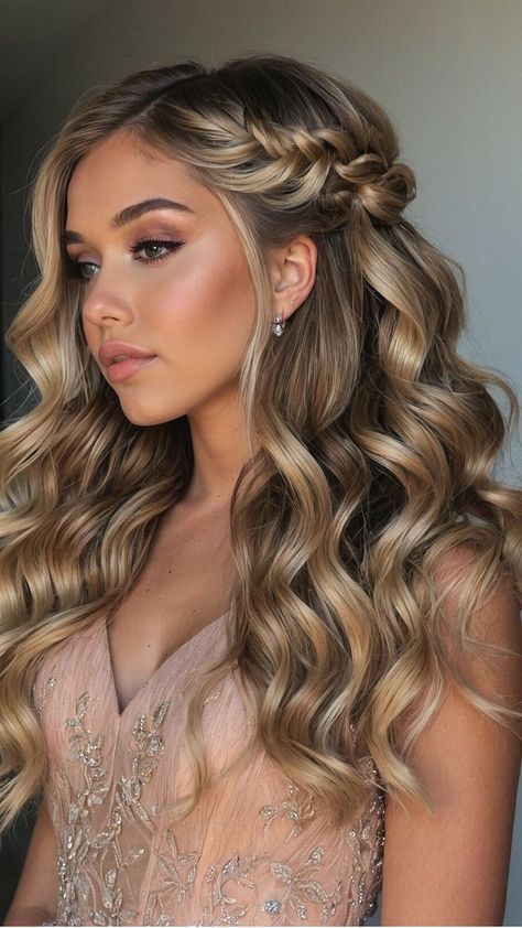 LADY HAIR STYLES Formal Hairstyles For Long Hair Down, Western Gown Hairstyle, Simple Wedding Hairstyles Medium, Brides Maids Hairstyle Long Hair, Photo Shoot Hairstyles Ideas, Long Down Hairstyles, Formal Hairstyles Half Up Half Down, Wedding Hair Styles Half Up Half Down, Long Hairstyles For Wedding Guest