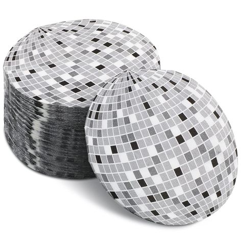 PRICES MAY VARY. Large Quantity: you will own 100 pieces of disco napkins in white color with silver disco balls, delicate in design, adequate in quantity to meet your diverse party use and decoration demands Disco Themed Design: these engagement party napkins are printed with disco ball, look vintage and distinctive, easy to attract people's attention, ideal for your 70s, 80s and 90s themed party Quality Material: made of quality paper material, with 2 ply design, these bachelorette napkins are 70s Party Theme Decorations, Soul Train Themed Party, Engagement Party Napkins, 70s Party Theme, 70s Theme Party, 90s Birthday, 70's Party, Cocktail Party Decor, Disco Decorations