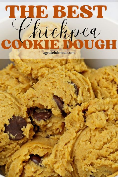 Chickpea Cookie Dough Bites, Healthy Edible Cookie Dough, Edible Cookie Dough Healthy, Healthy Cookie Dough Recipe, Healthy Protein Desserts, Easy Snack Ideas, Chickpea Cookie Dough, Chickpea Cookies, Edible Cookie Dough Recipe