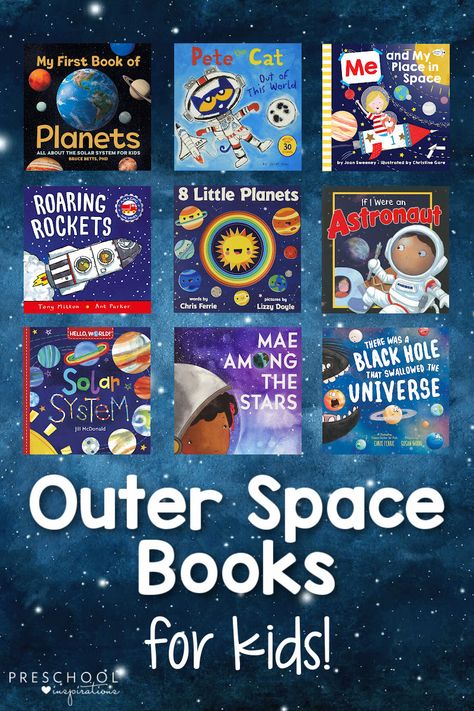 Preschool Space Books, Space Books For Preschool, Preschool Space Theme, Planets Preschool, Space Books For Kids, Story Books For Toddlers, Preschool Inspirations, Space Lesson Plans, Church Library