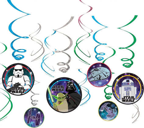 Star Wars Galaxy of Adventures Paper Swirl Hanging Decorations - 5" & 7" (Pack of 12) - Perfect for Themed Parties & Events #ad #starwars #starwarsparty #starwarsbirthday #starwarsbirthdayparty #starwarspartysupplies #starwarsbirthdaypartyideas Star Wars Galaxy Of Adventures, Galaxy Of Adventures, Adventure Birthday Party, Adventure Party, Disney Birthday Party, Summer Party Themes, Star Wars Galaxy, 30th Birthday Decorations, Boy Birthday Party Themes