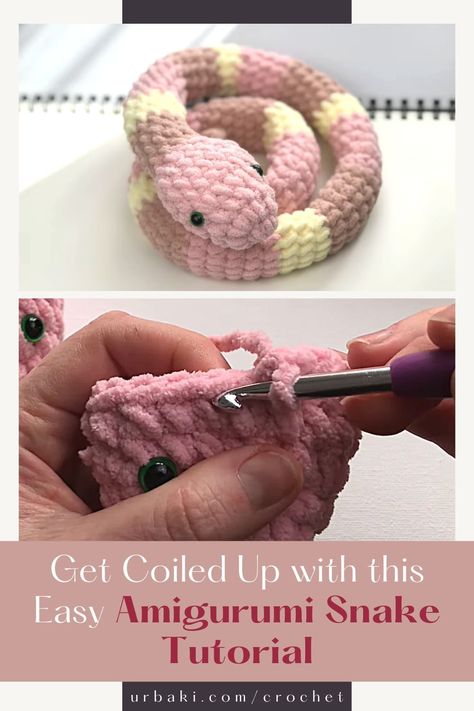 Today we will embark on a fun and easy crochet project, where we will learn how to make an adorable amigurumi snake.This project is perfect for those who are new to the world of crochet and amigurumi, as it is designed to be simple and easy to follow. Even if you have never made an amigurumi before, you will find that this project is a great introduction to the craft. The creator of this project uses US terms, so it is important to familiarize yourself with these terms before beginning... Amigurumi Patterns, Crochet A Snake, Snake Tutorial, Snake Amigurumi, Amigurumi Snake, Crochet Snake, Crocheted Cow Pattern, Easy Amigurumi, Crotchet Patterns