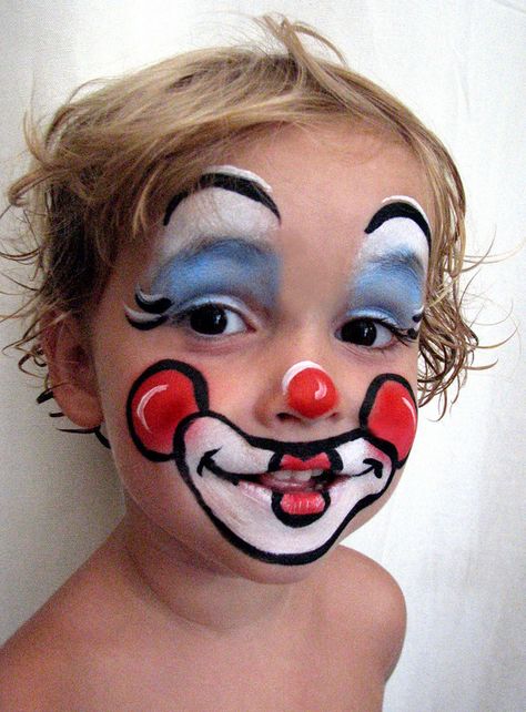 Obličejové Masky, Clown Face Paint, Makeup Clown, Face Painting Easy, Kids Face Paint, Clown Faces, Pintura Facial, Kids Makeup, Face Painting Halloween