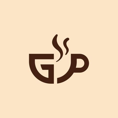 Letter GP Coffee Logo Design Coffee Art Drawing, Coffee Logo Design, Cafe Logos, Logo Design Coffee, Coffee Shop Logo Design, Cafe Logo Design, Photoshop Tutorial Typography, Adobe Illustrator Design, Logo Sketches