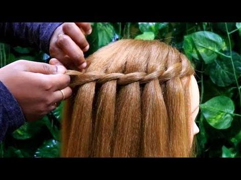 Twisted Crown Hairstyles: Regal and Sophisticated Styles Fit for a Queen Side Waterfall Braid With Curls, How To Make Waterfall Hairstyle, French Waterfall Braid, Cascade Braid Tutorial, Twisted Waterfall Braid, Easy Hair Braids Tutorials, Water Fall Braid Hairstyles, Water Fall Hairstyle Video, Easy Waterfall Braid For Beginners