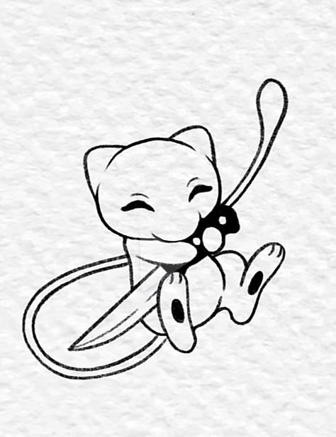 Mew Tattoo, Pokemon Mew, Petit Tattoo, Pokemon Sketch, Pokemon Tattoo, Cute Little Tattoos, Arte Van Gogh, Geniale Tattoos, Cute Tiny Tattoos