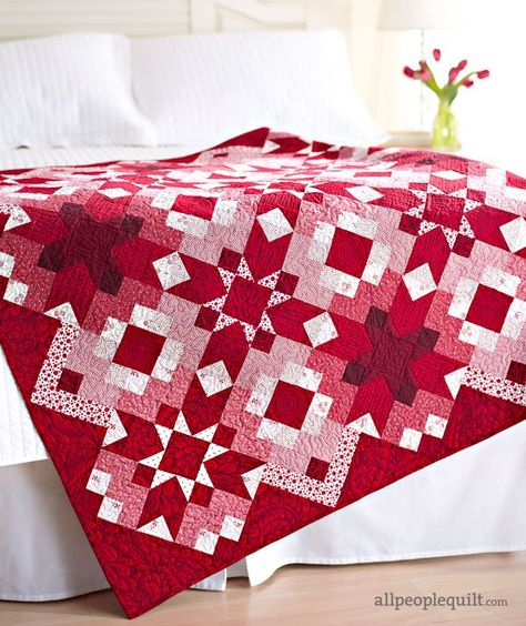 Ruby Reds Quilt Star Quilts, Two Color Quilts, Red And White Quilts, Red Quilts, Star Blocks, Holiday Quilts, Lap Quilts, Patchwork Quilting, Christmas Quilts