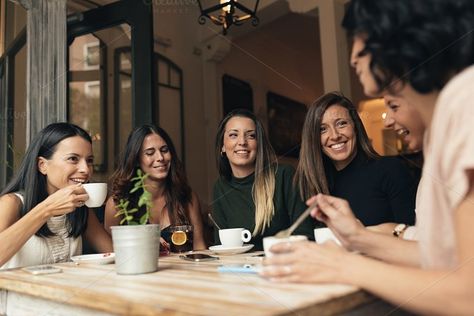 women drinking coffee in cafe bar. by nunezimage on @creativemarket Christian Bachelorette Party Ideas, Smiling Women, People Drinking Coffee, Ad Kitchen, Women Drinking, Coffee Friends, Enchanted Forest Party, Having Coffee, Forest Party