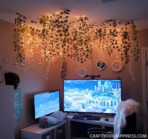 Fairy Lights Bedroom, Redecorate Bedroom, Cozy Room Decor, Dreamy Room, Decoration Bedroom, Light Ceiling, Dream Room Inspiration, Room Design Bedroom, Diy Décoration