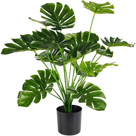 Amazon.com: Toopify Artificial Palm Tree, 28" Fake Monstera Deliciosa Plant in Pot for Indoor and Outdoor Home Office Decor: Home & Kitchen Large Fake Plants, Indoor Floor Plants, Plante Monstera, Deliciosa Plant, Tanaman Indoor, Ficus Lyrata, Home Office Living Room, Fiddle Leaf Fig Tree, Artificial Plants Outdoor