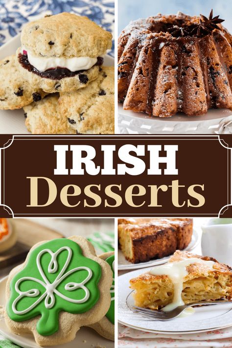 Looking for the tastiest Irish desserts? You're in luck! From cakes, to cookies, to shamrock shakes, these 24 treats are like finding a pot of gold. Irish Muffin Recipes, Irish Dairy Cake, Celtic Desserts, Irish Recipes Authentic Desserts, Irish Desert, Irish Desserts Traditional Ireland, Irish Christmas Desserts, Easy Irish Desserts, Traditional Irish Desserts