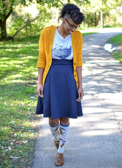 Fashion Blog - Melodic, Thrifty & Chic Curvy Librarian Style, Colorful Librarian Outfit, Librarian Outfit Ideas, Librarian Fashion Aesthetic, Edgy Librarian Style, Nerd Look Women Geek Chic Outfit, Geek Style Outfits, Library Core Aesthetic Outfits, Whimsical Office Outfit